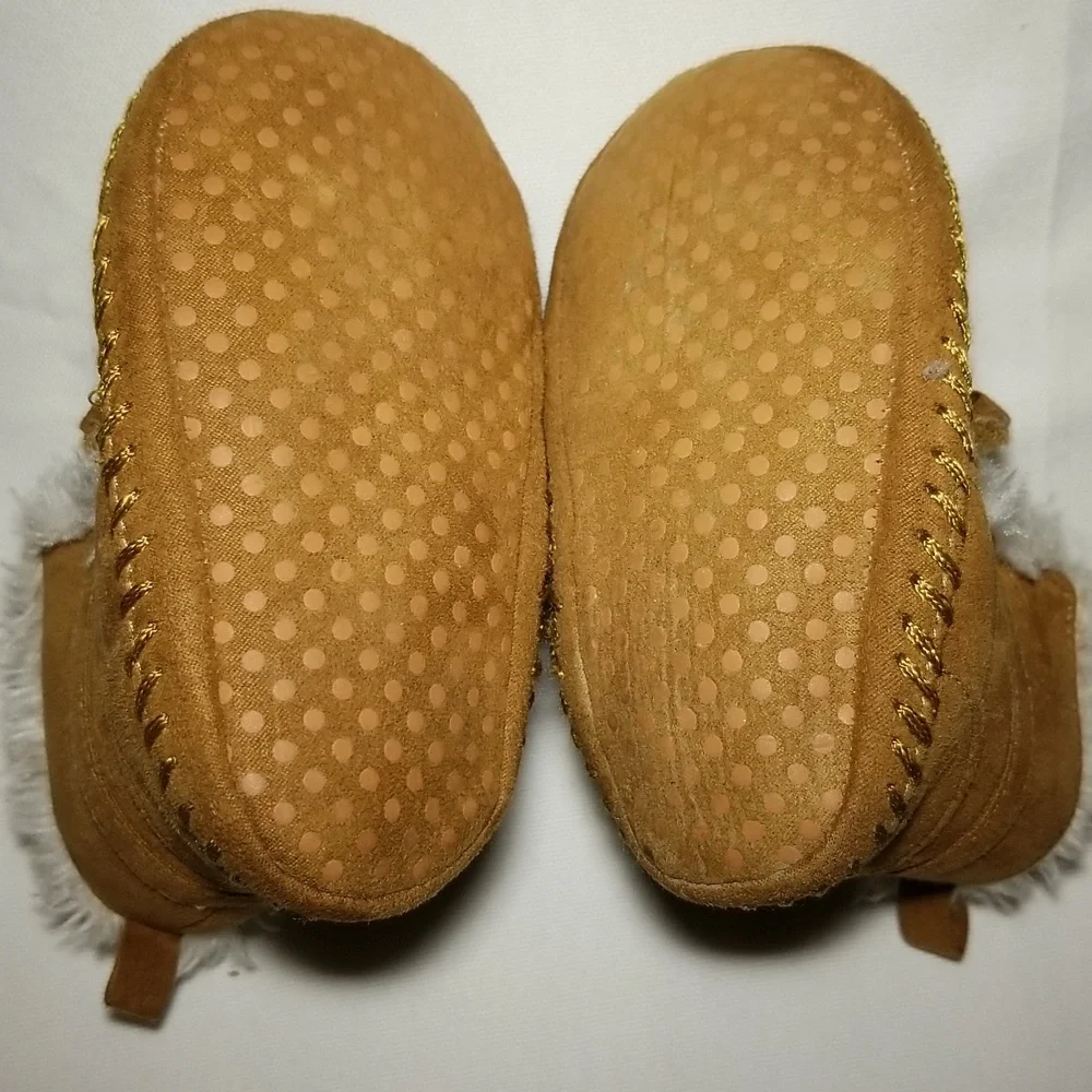 Sherpa Lined Tan Baby Booties.